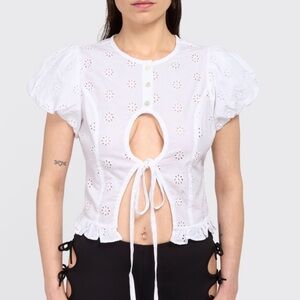 Sandy Liang NWT White Cameo Top Size 6